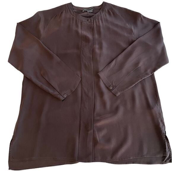 Vince Women's collarless Long Sleeve Silk blouse Size Small - Picture 1 of 12